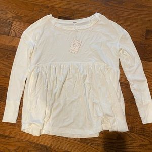 Free People White Baby Doll Top, Small